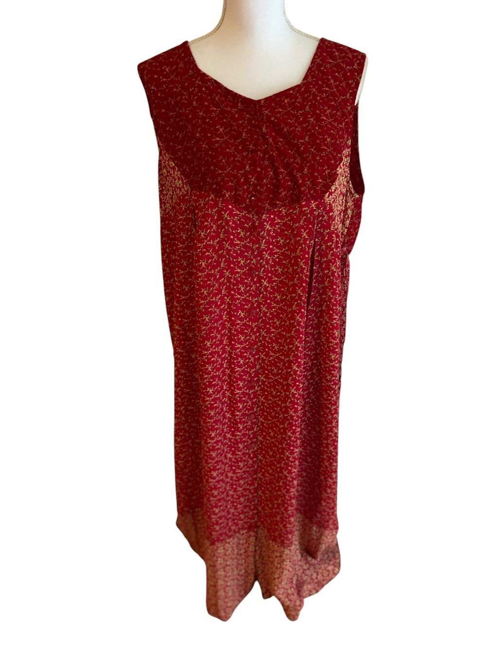 Vintage April Cornell Cottagecore Floral Maxi Dress Size Large